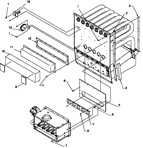 Amana GUD045X30B/P1208001F heat exchanger and manifold assembly diagram