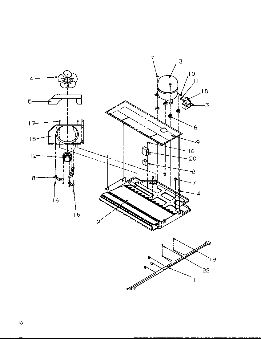 Amana TA18S2L-P1194503WL compressor compartment diagram