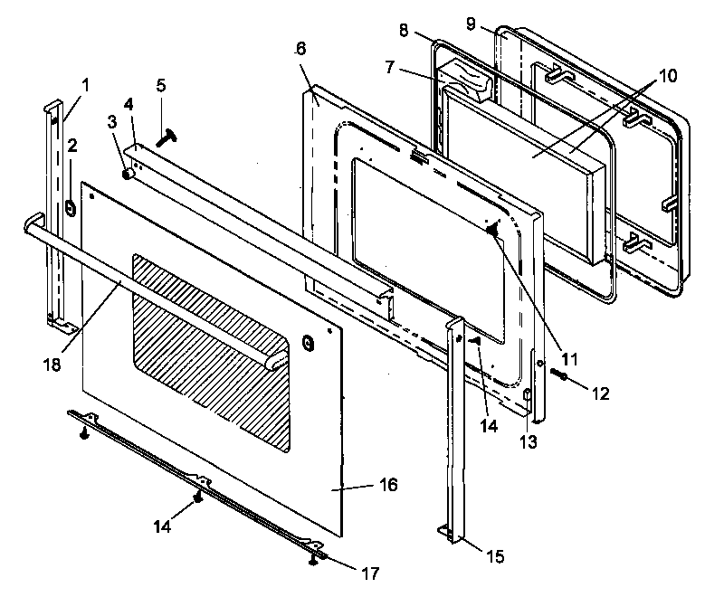 Amana ARR5200W-P1142688NW oven door assembly diagram