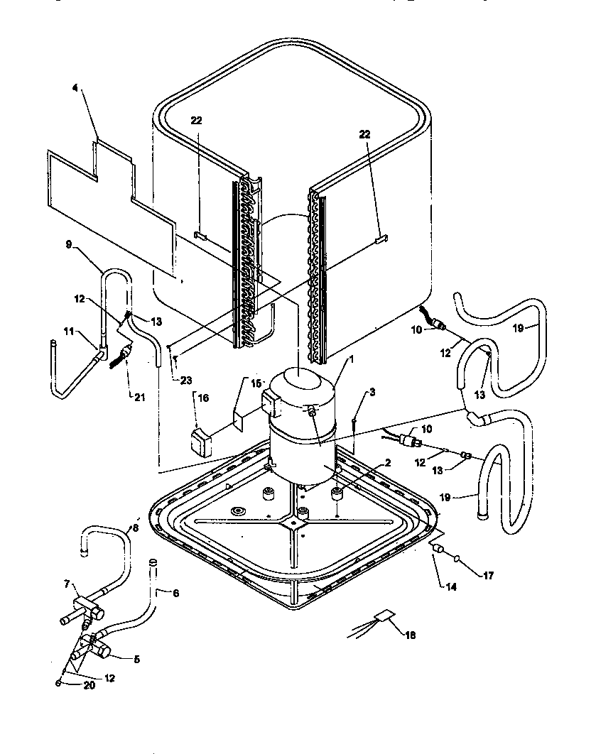 Amana RCC30A2A/P1172403C compressor and tubing (rcc18a2b/p1172413c) (rcc48a2a/p1172408c) (rcc48a3a/p1172409c) (rcc60a2a/p1172411c) (rcc60a3a/p1172412c) diagram
