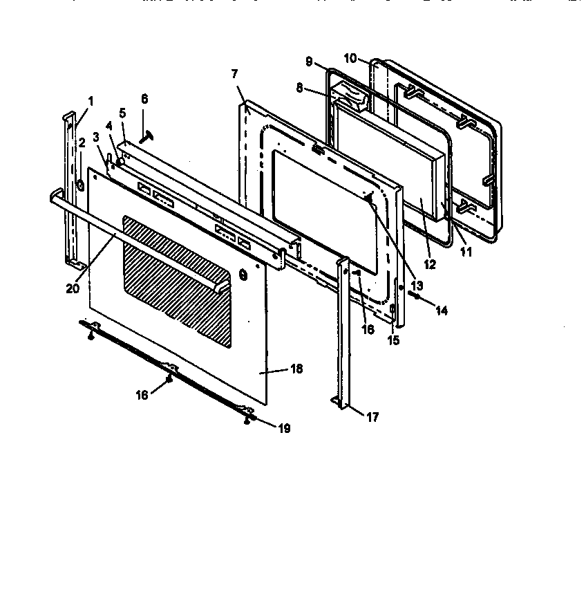 Amana ARR626L1-P1143407NL oven door diagram