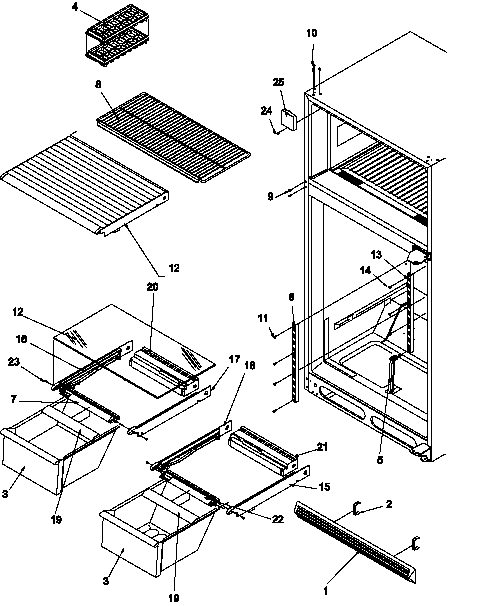Amana GTG18B2W-P1192802WW cabinet shelving diagram