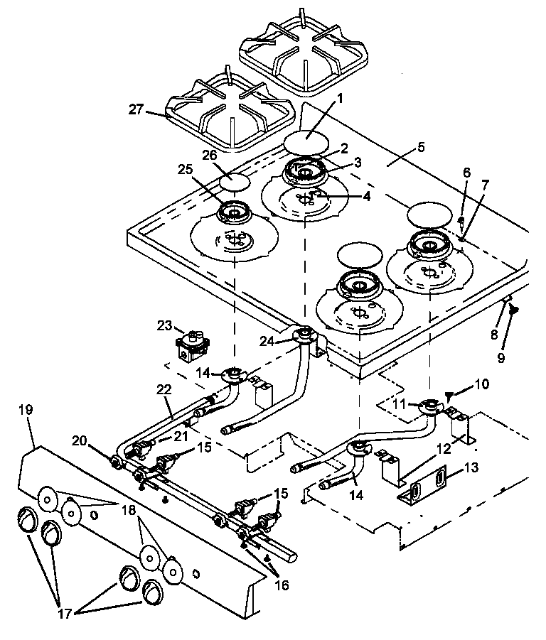 Amana AGS751L1-P1141273NL main top assembly diagram