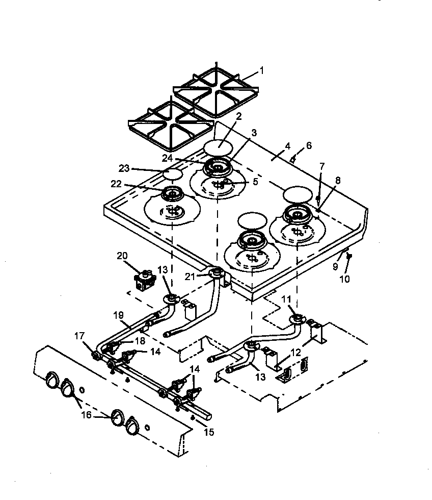 Amana AGS730W-P1141263NW main top assembly diagram