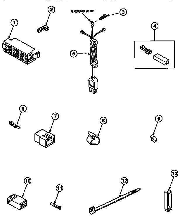 Amana LW8363W2/PLW8363W2B power cord and terminals diagram