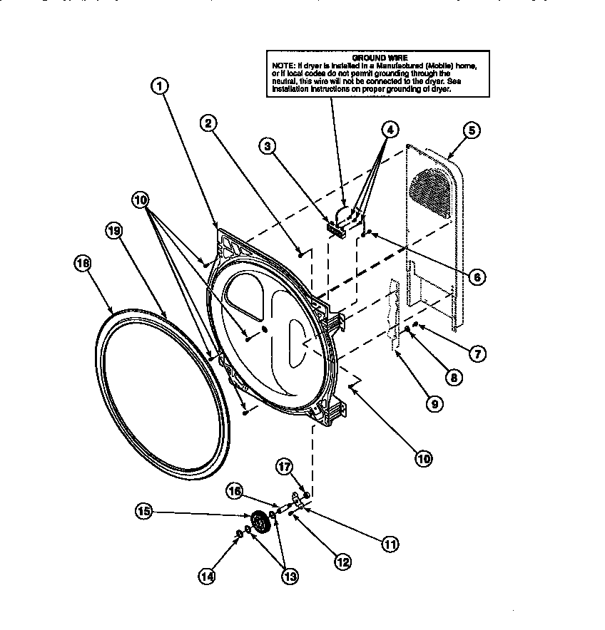 Amana LG8101LB-PLG8101LB rear bulkhead, seal, cylinder roller, terminal block (le8217w2/ple8217w2) (le8317l2/ple8317l2) (le8317w2/ple8317w2) (le8407l2/ple8407l2) (le8407w2/ple8407w2) (le8457l2/ple8457l2) (le8457w2/ple8457w2) (le8517l2/ple8517l2) (le8517w2/ple8517w2) (le8607l2/ple diagram