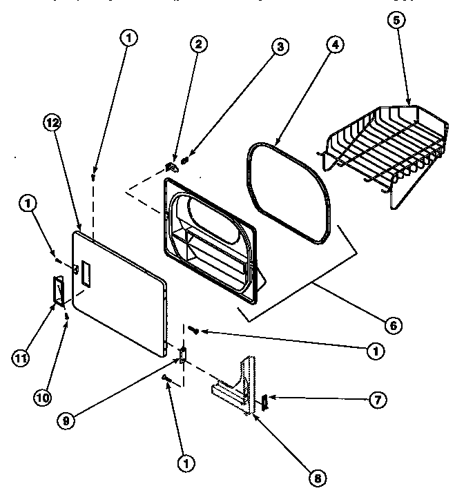 Amana LG8153LM-PLG8153LM loading door with drying rack diagram
