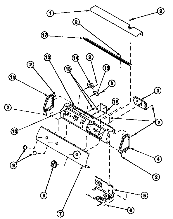 Amana LE4217W2-PLE4217W2 graphic panel, control hood and controls (ce4317l2/pce4317l2) (ce4317w2/pce4317w2) (ce8317w2/pce8317w2) (ce8407w2/pce8407w2) (ce8517w2/pce8517w2) (ce9207w2/pce9207w2) (cg8409w2/pcg8409w2) (le4217l2/ple4217l2) (le4217w2/ple4217w2) (le4317l2/ple4317l2) (le7 diagram