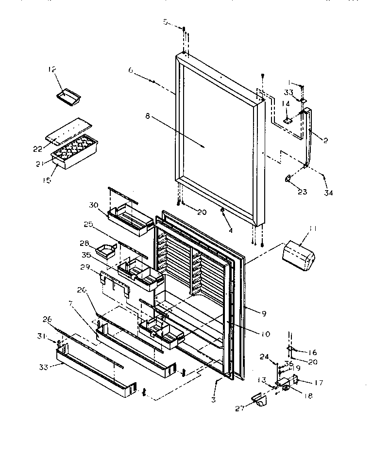 Amana TRI22S4W-P1196304WW refrigerator door diagram
