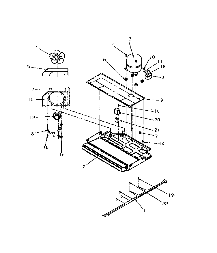 Amana TRI22S4W-P1196304WW compressor compartment diagram