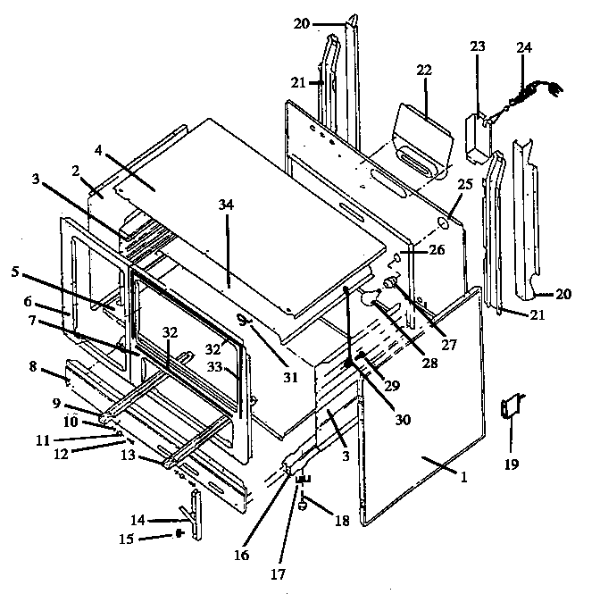 Caloric RBL39AA0,5/P11417155NL oven cavity diagram