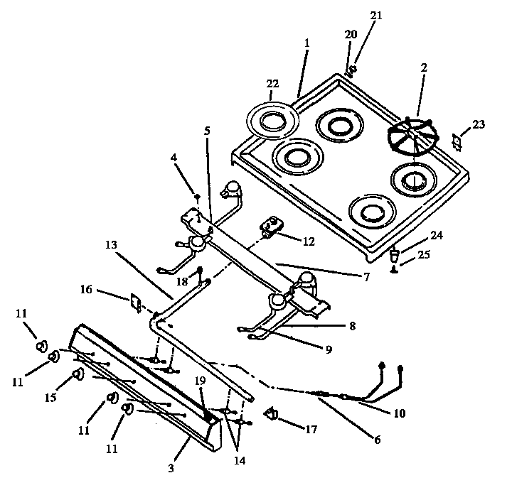 Caloric RBL39AA0,5/P11417155NL cooktop diagram