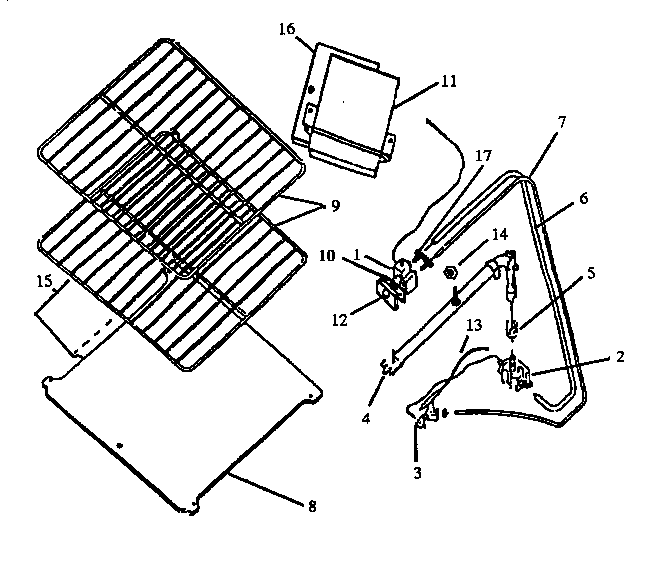 Caloric RBL39AA0,5/P11417155NL pilot tubing and oven rack diagram