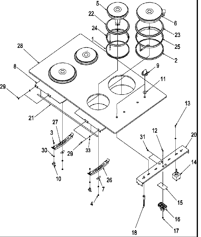 Amana AKE30W-P8597903S cooktop assembly diagram