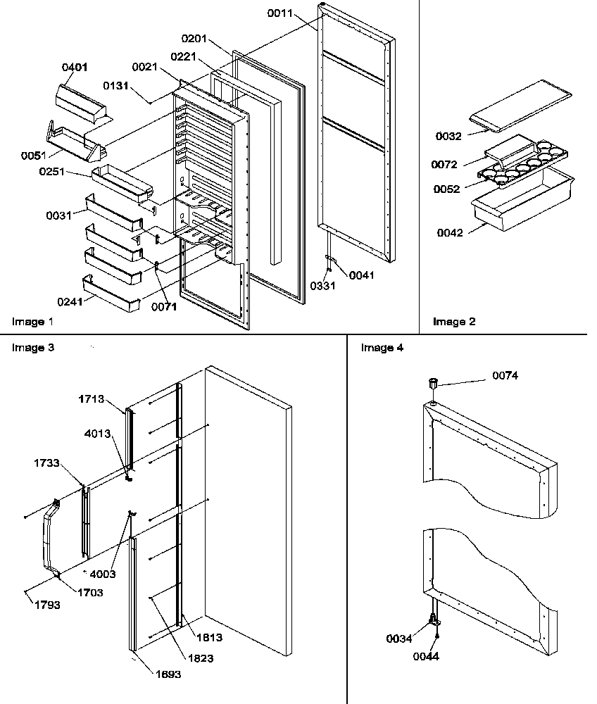 Amana SXD25S2E-P1190421WE refrigerator door and accessories diagram