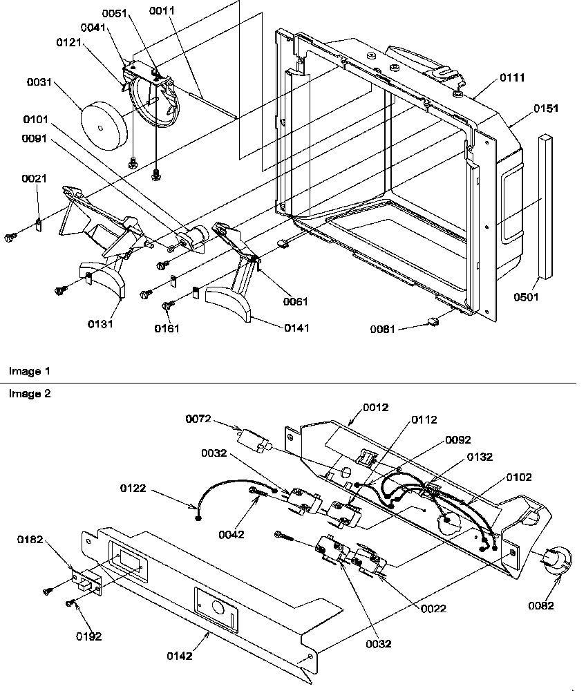 Amana SXD25S2E-P1190421WE ice & water cavity and electronic bracket assy diagram