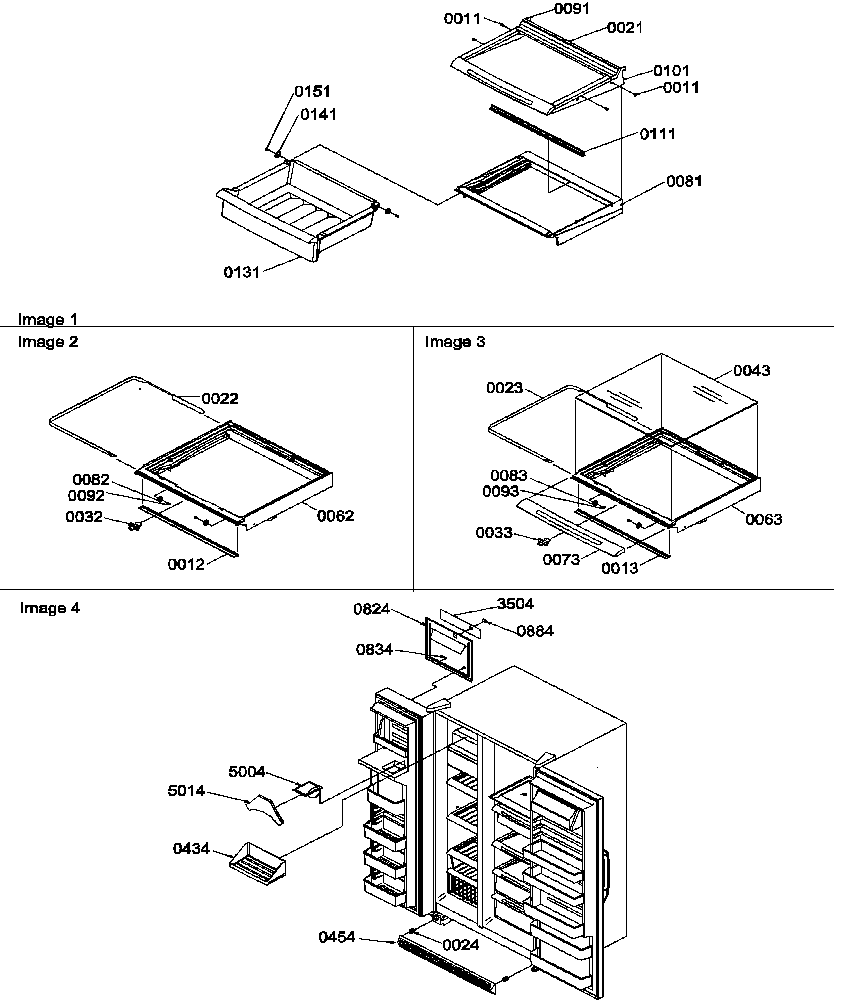 Amana SXD25S2E-P1190421WE crisper & deli assemblies and toe grille diagram