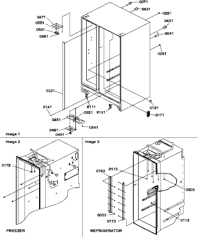 Amana SXD25S2E-P1190421WE cabinet parts diagram