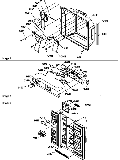 Amana SSD21SW-P1193908WW ice & water cavity, electronic bracket,& toe grille diagram