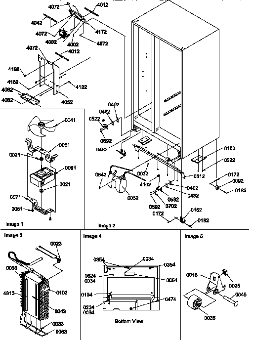 Amana SSD21SW-P1193908WW drain system, rollers, and evaporator assy diagram