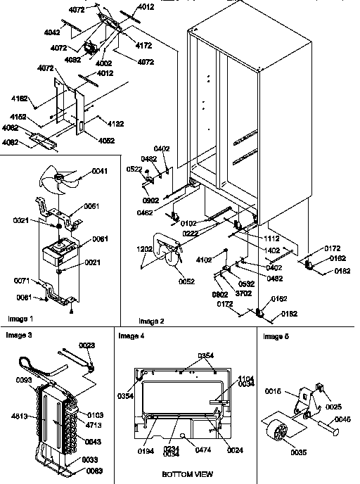 Amana SXD20TL-P1302901WL drain system, rollers, and evaporator assy diagram