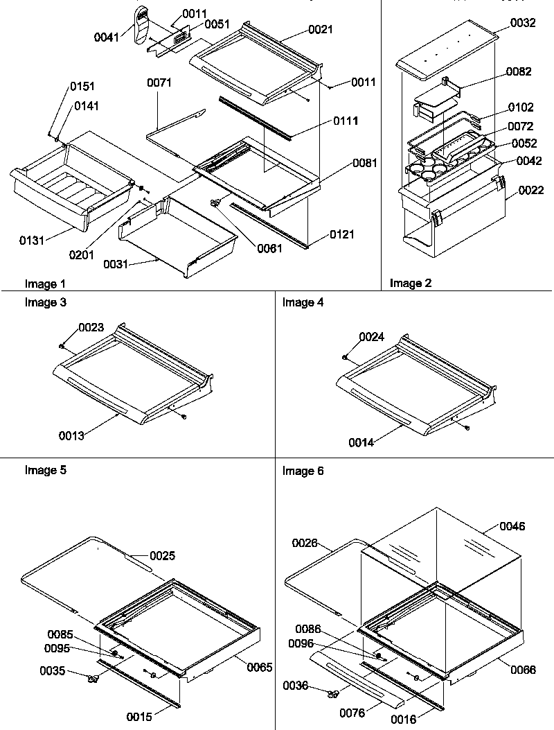 Amana SRD25S5E-P1190305WE deli, shelves, crisper assemblies and accessories diagram