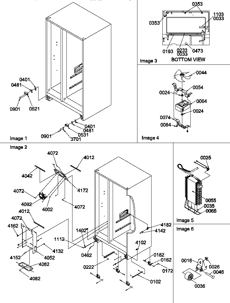 Amana SR20TL-P1190102WL drain system, rollers, and evaporator assy diagram