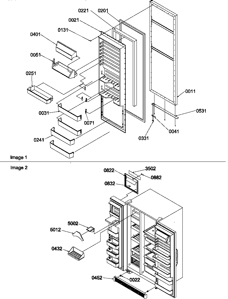Amana SBDX520SW-P1185104WW refrigerator door and toe grille diagram