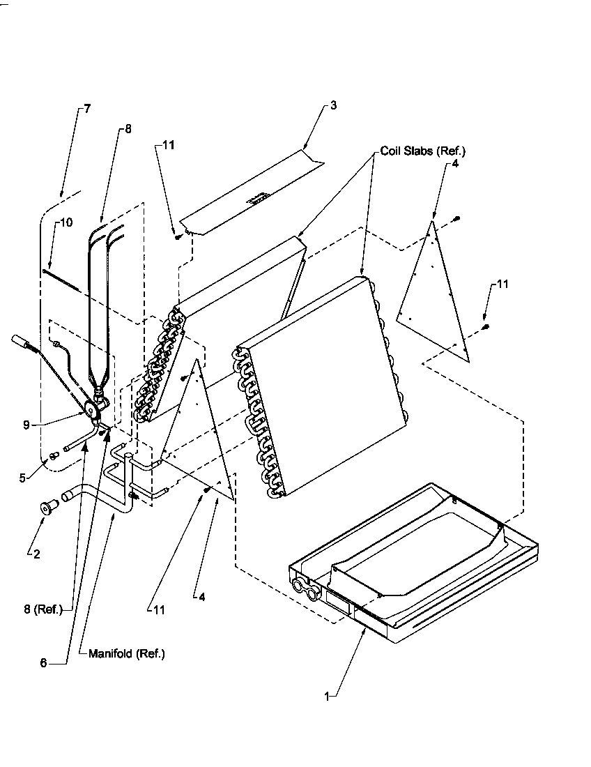 Amana CCA36FDC/P1203911C "a" coil assembly ~ models with expansion valves (cca18fcc/p1203901c) (cca30fsc/p1204003c) (cha18tcc/p1203801c) (cha24tcc/p1203802c) (cha30tcc/p1203803c) diagram