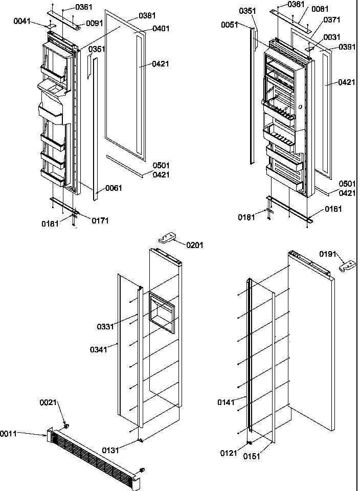 Amana SB520SW-P1185003WW handles, trim, and toe grille kits diagram