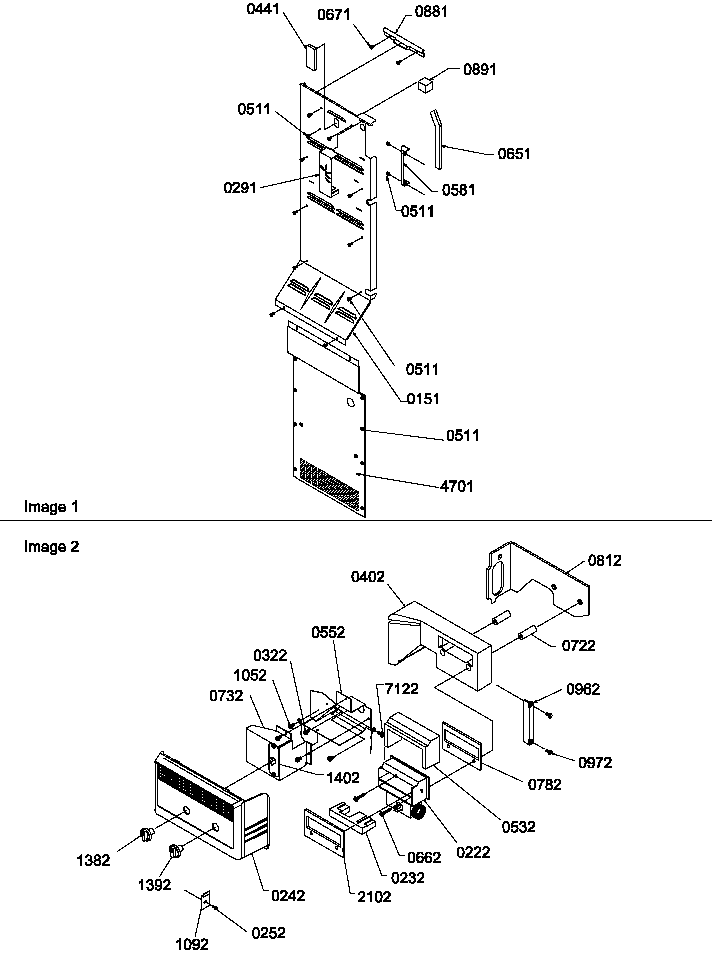 Amana SB520SW-P1185003WW control assembly diagram