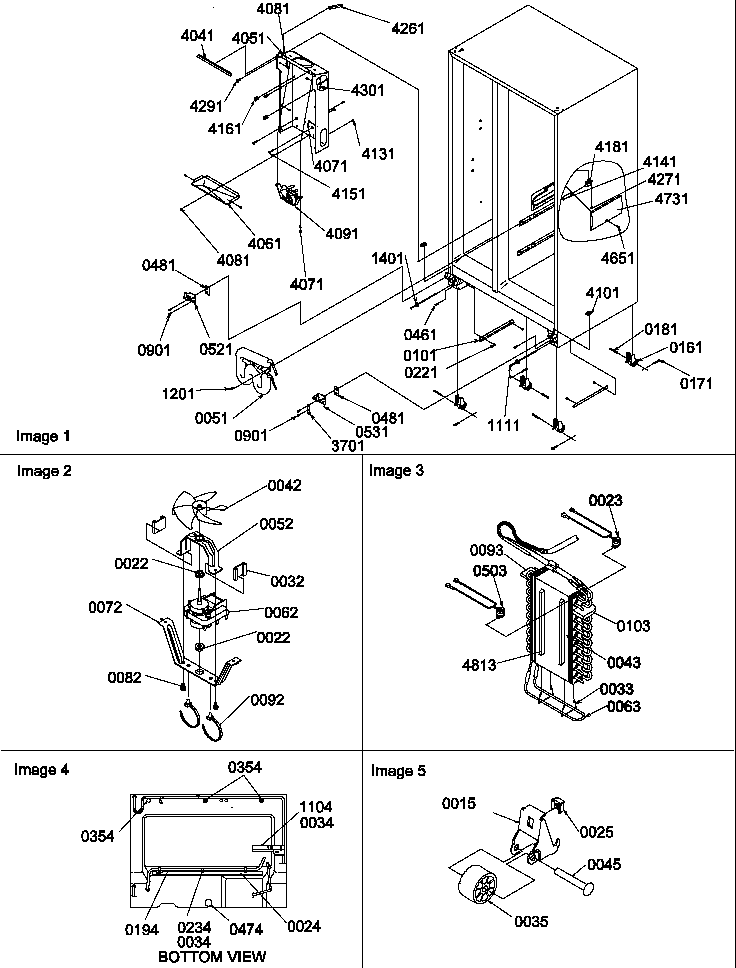 Amana SBDE520SW-P1185202WW drain system, rollers, and evaporator assy diagram