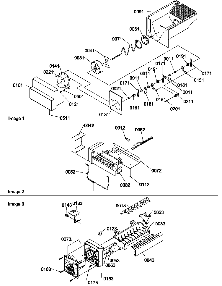 Amana SBDE520SW-P1185202WW ice bucket auger and ice maker parts diagram
