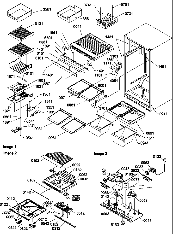 Amana TR21S4W-P1196106WW interior cabinet and drain block assembly diagram