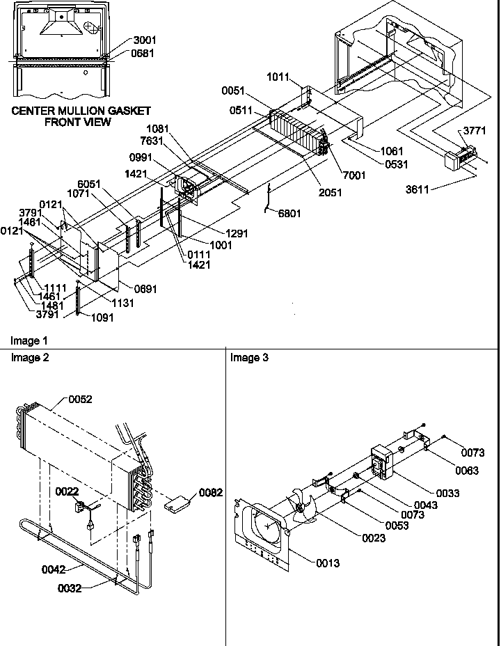 Amana TR21S4W-P1196106WW evaporator and fan motor assemblies diagram