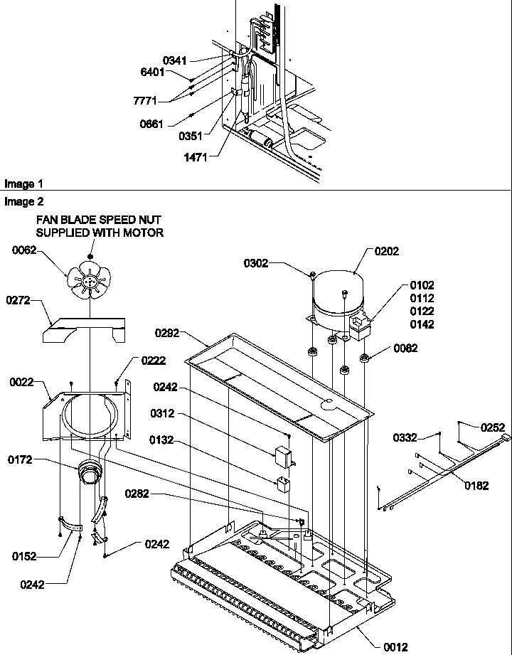 Amana TR21S4W-P1196106WW machine compartment diagram