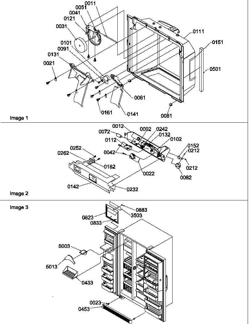 Amana SRD325S5L-P1199402WL ice & water cavity, electronic bracket, & toe grille diagram