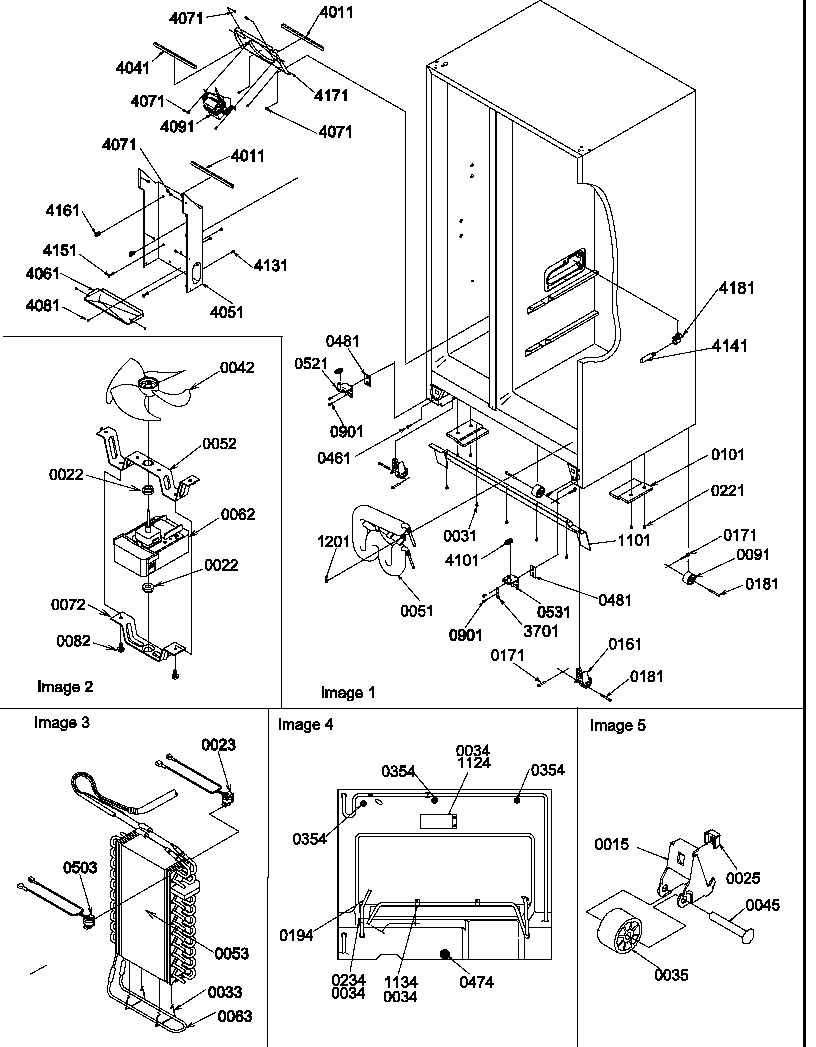 Amana SRD325S5L-P1199402WL drain systems, rollers, and evaporator assy diagram