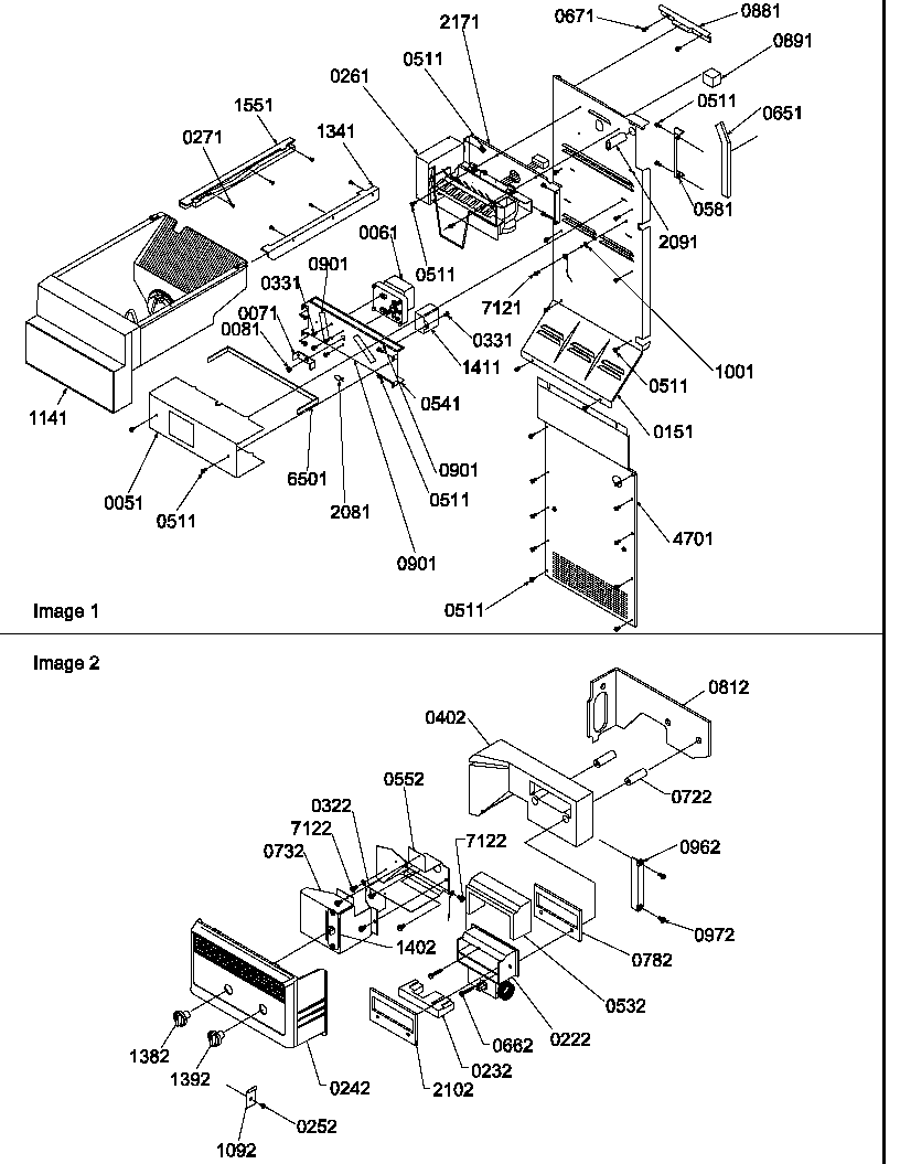 Amana SRD325S5L-P1199402WL ice maker/control assy diagram