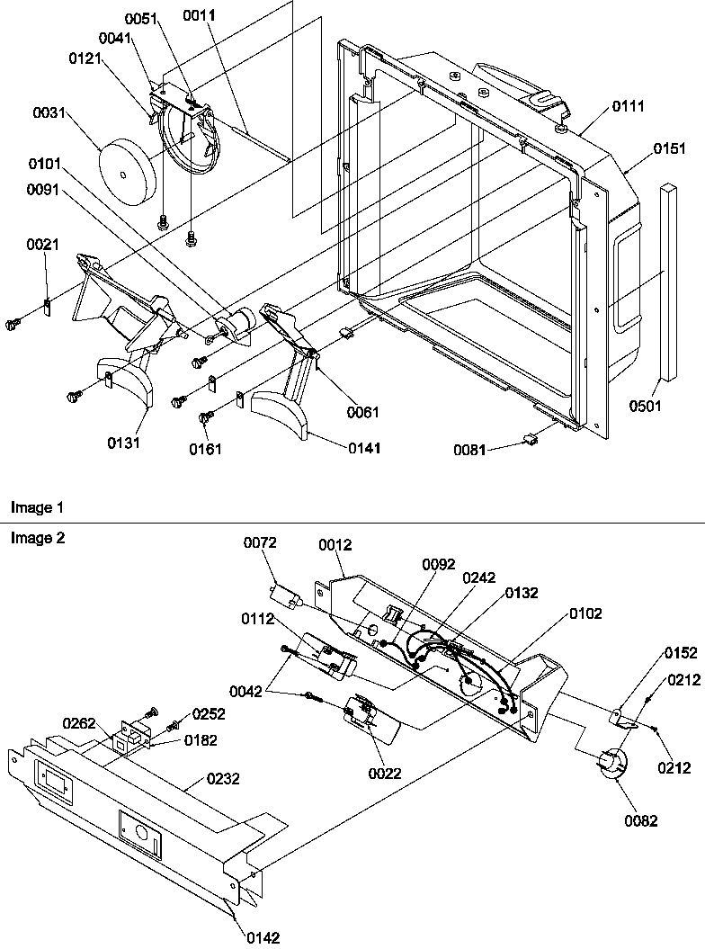 Amana SXD520SL-P1182402WL ice & water cavity and electronic bracket assy diagram