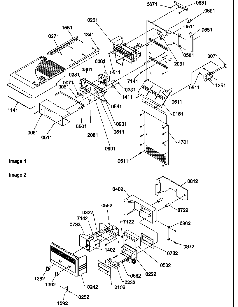 Amana SXD520SL-P1182402WL ice maker/control assy diagram