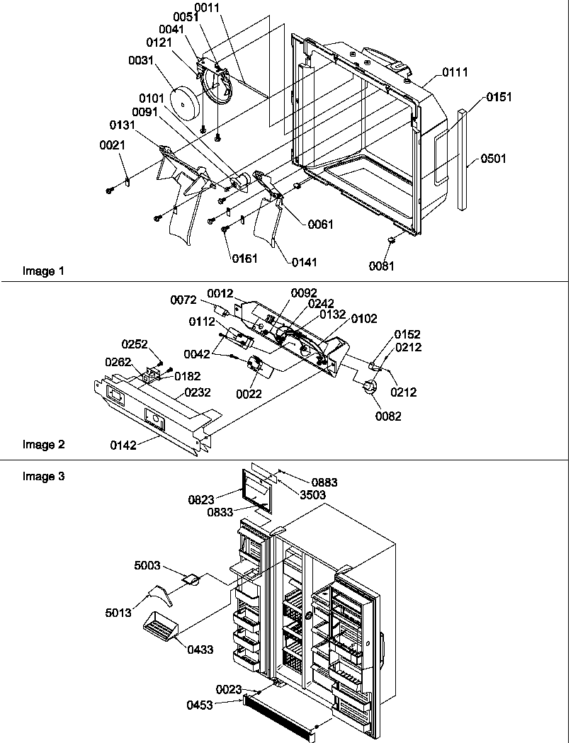 Amana SRD520SL-P1186302WL ice & water cavity, electronic bracket, & toe grille diagram