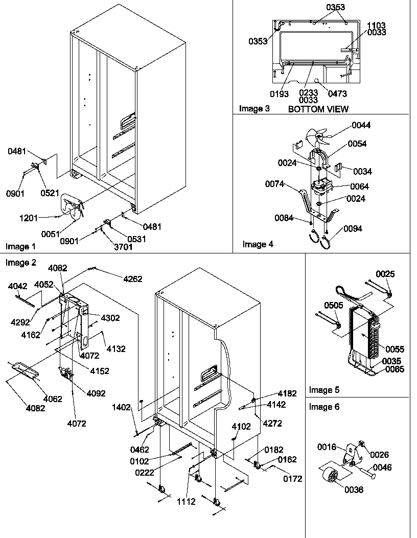 Amana SRD520SL-P1186302WL drain systems, rollers, and evaporator assy diagram