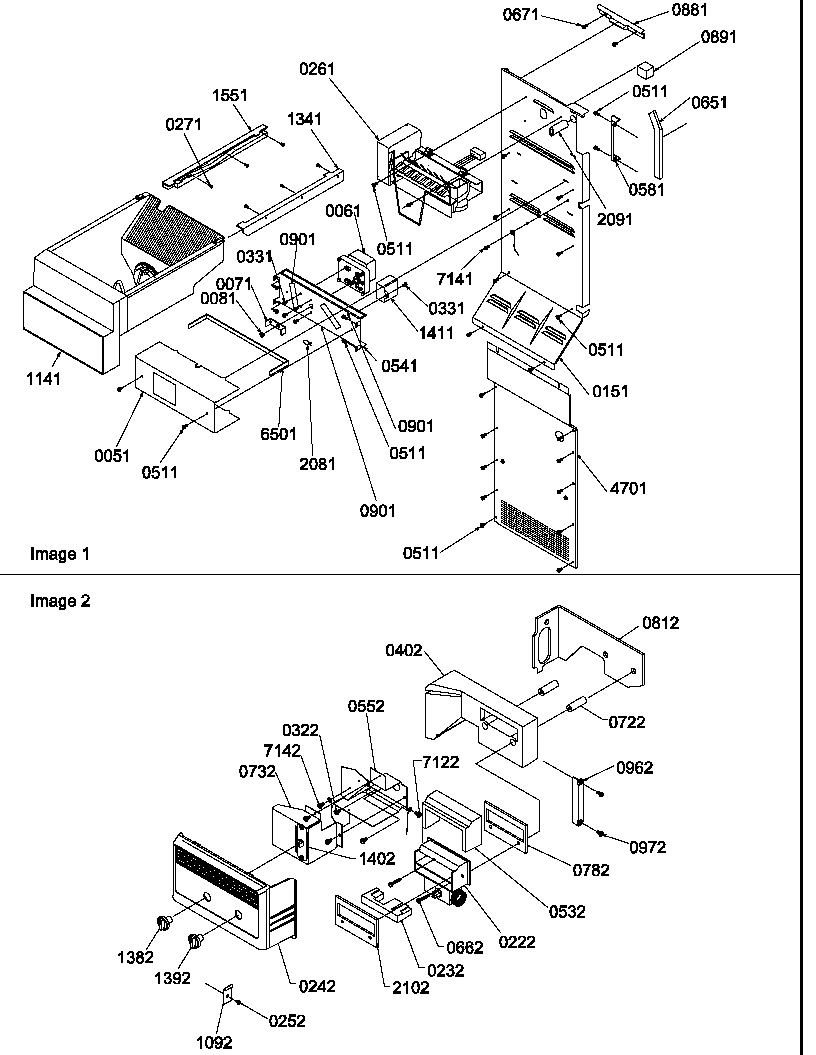 Amana SRD520SL-P1186302WL ice maker/control assy diagram