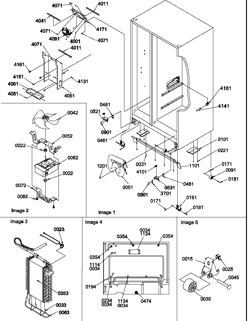 Amana SRD27S4L-P1190306WL drain systems, rollers, and evaporator assy diagram