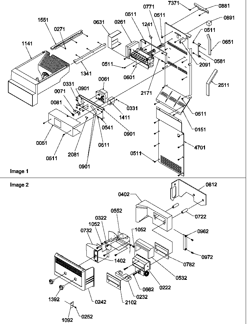 Amana SRD27S4L-P1190306WL ice maker/control assy diagram