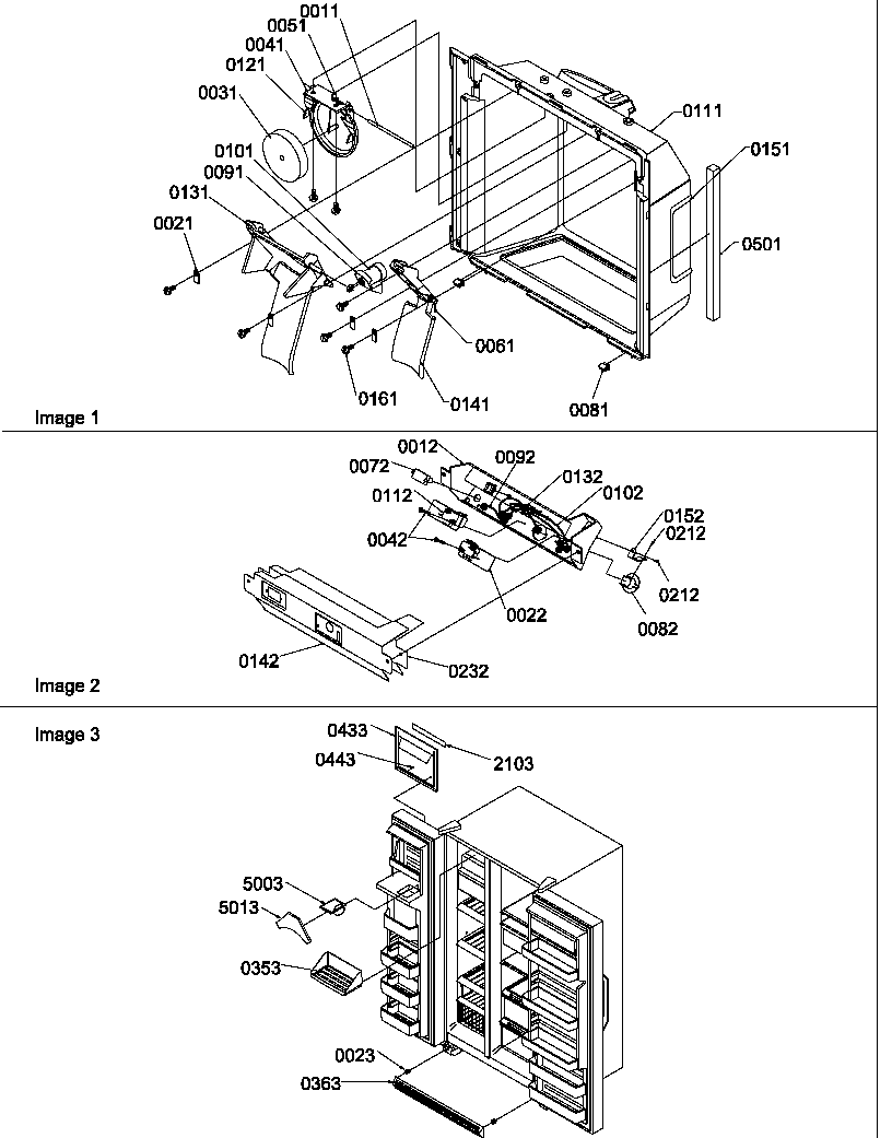 Amana SGD521SW-P1197103WW ice & water cavity, electronic bracket, &  toe grille diagram