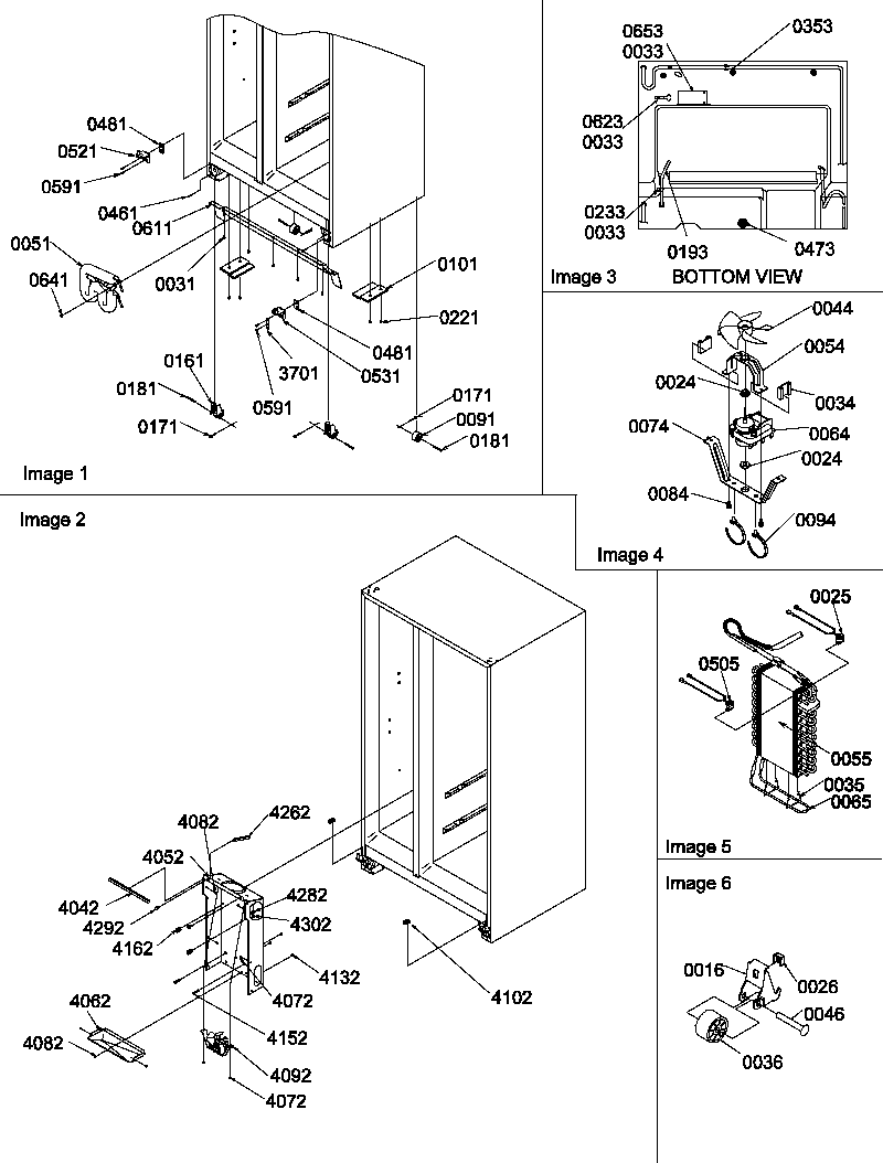 Amana SGD521SW-P1197103WW drain systems, rollers, and evaporator assy diagram