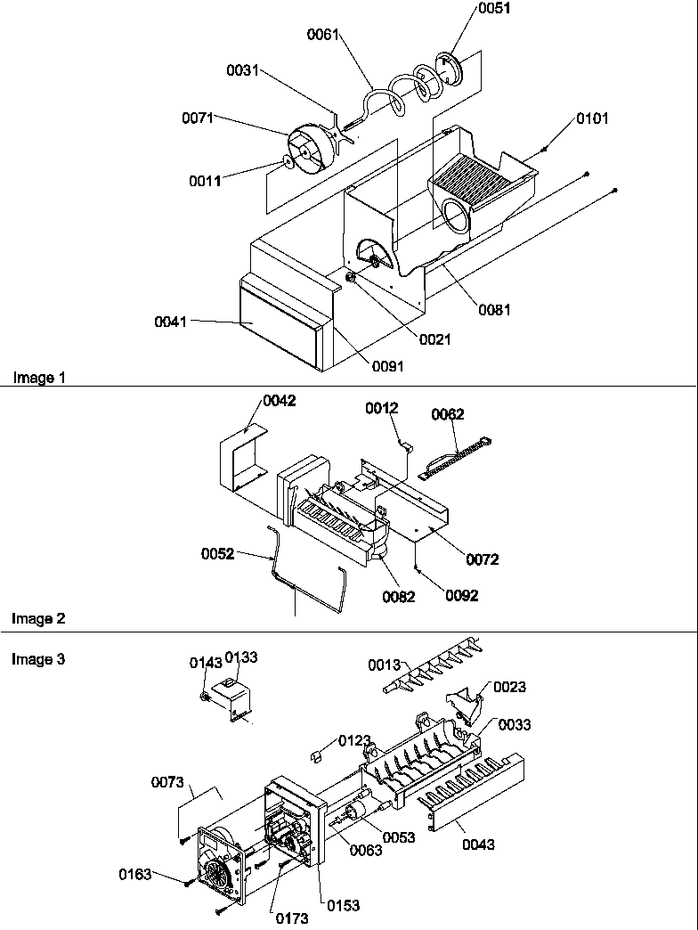 Amana SGD521SW-P1197103WW ice bucket auger, ice maker and ice maker parts diagram