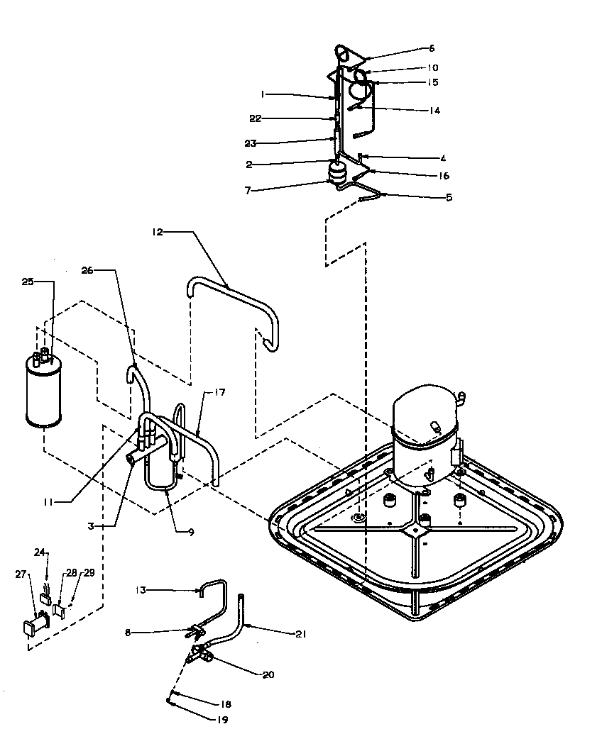 Amana RHA42A2A/P1180206C compressor/tubing (rha48a2a/p1180207c) (rha48a3a/p1180208c) (rha48a4a/p1180212c) (rha60a2a/p1180209c) (rha60a3a/p1180210c) (rha60a4a/p1180213c) diagram